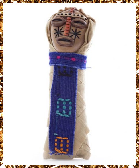 Lucky voodoo doll, handcrafted decorative talisman from surreal decorative arts store Kingdom of Razz