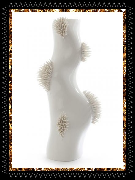 Ikuko Iwamoto surreal ceramic spiky vase £300. Handcrafted decorative objects from arty concept store Kingdom of Razz